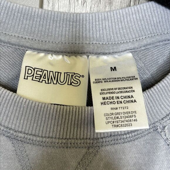 Peanuts Snoopy Sweatshirt Chill Vibes Gray Over Dye Size M - Picture 3 of 7